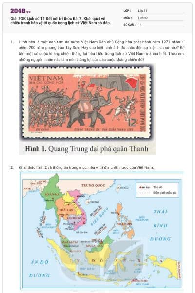 Giải SGK Lịch sử 11 Kết nối tri thức Bài 7: Khái quát về chiến tranh bảo vệ tổ quốc trong lịch sử Việt Nam có đáp án