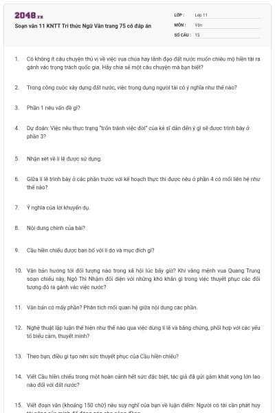 Soạn văn 11 KNTT Tri thức Ngữ Văn trang 75 có đáp án