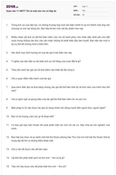 Soạn văn 11 KNTT Tôi có một ước mơ có đáp án