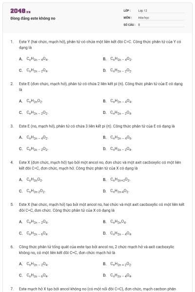 Đồng đẳng este không no