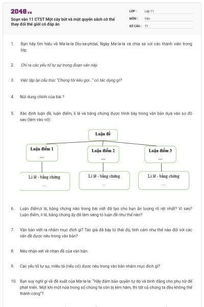 Soạn văn 11 CTST Một cây bút và một quyển sách có thể thay đổi thế giới có đáp án