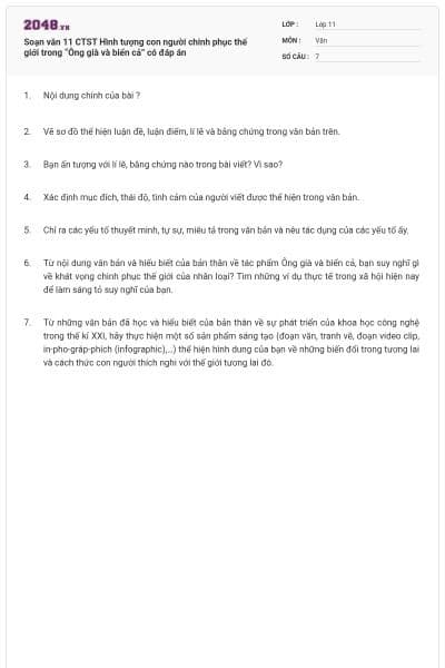 Soạn văn 11 CTST Hình tượng con người chinh phục thế giới trong “Ông già và biển cả” có đáp án