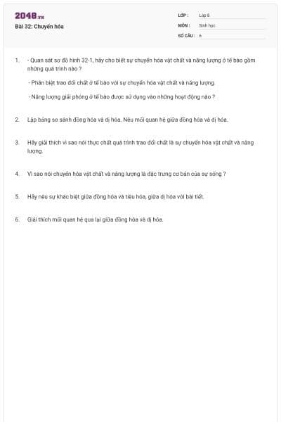 Bài 32: Chuyển hóa