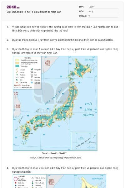Giải SGK Địa lí 11 KNTT Bài 24: Kinh tế Nhật Bản