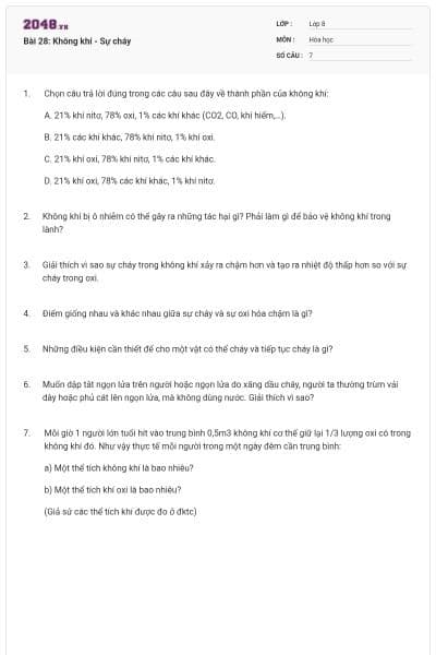 Bài 28: Không khí - Sự cháy