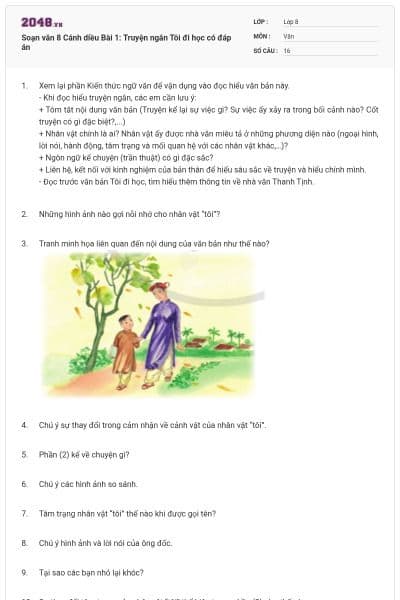 Soạn văn 8 Cánh diều Bài 1: Truyện ngắn Tôi đi học có đáp án