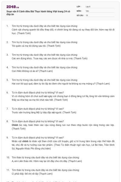 Soạn văn 8 Cánh diều Bài Thực hành tiếng Việt trang 24 có đáp án
