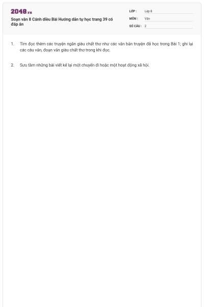 Soạn văn 8 Cánh diều Bài Hướng dẫn tự học trang 39 có đáp án