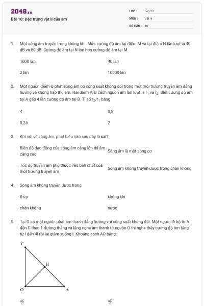 Bài 10: Đặc trưng vật lí của âm