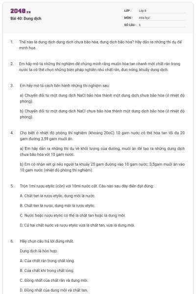 Bài 40: Dung dịch