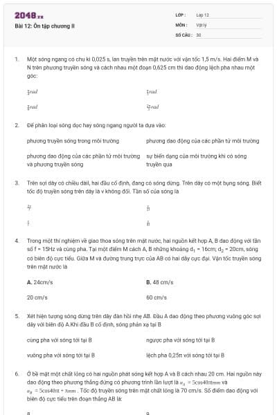 Bài 12: Ôn tập chương II