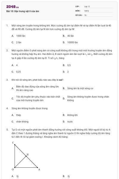 Bài 10: Đặc trưng vật lí của âm