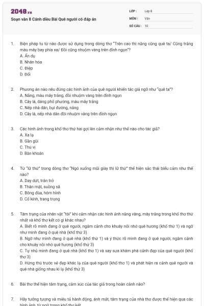 Soạn văn 8 Cánh diều Bài Quê người có đáp án