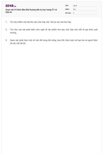 Soạn văn 8 Cánh diều Bài Hướng dẫn tự học trang 57 có đáp án