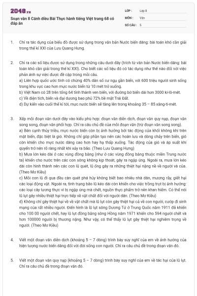 Soạn văn 8 Cánh diều Bài Thực hành tiếng Việt trang 68 có đáp án