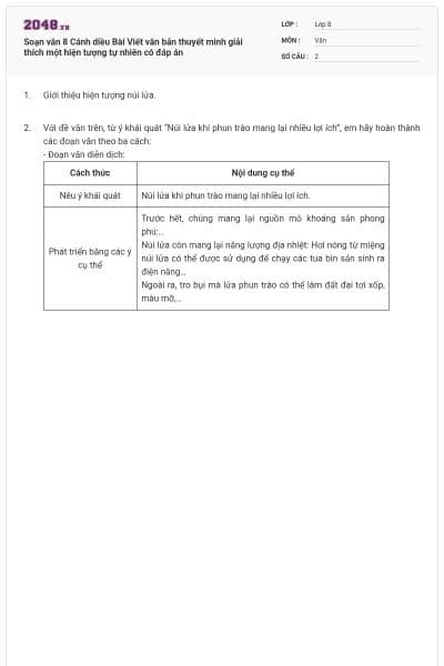 Soạn văn 8 Cánh diều Bài Viết văn bản thuyết minh giải thích một hiện tượng tự nhiên có đáp án