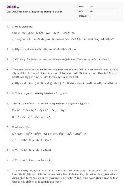 Giải SGK Toán 8 KNTT Luyện tập chung có đáp án