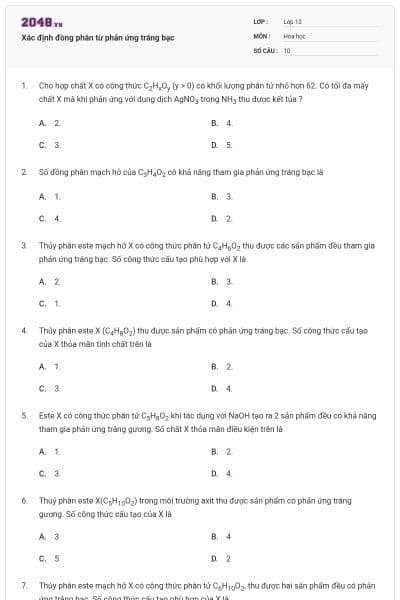 Xác định đồng phân từ phản ứng tráng bạc