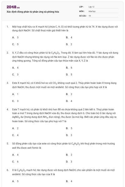 Xác định đồng phân từ phản ứng xà phòng hóa