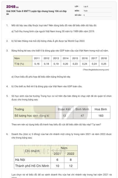 Giải SGK Toán 8 KNTT Luyện tập chung trang 106 có đáp án