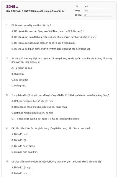 Giải SGK Toán 8 KNTT Bài tập cuối chương 5 có đáp án