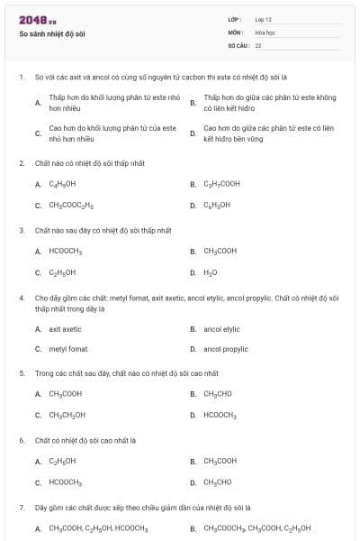 So sánh nhiệt độ sôi