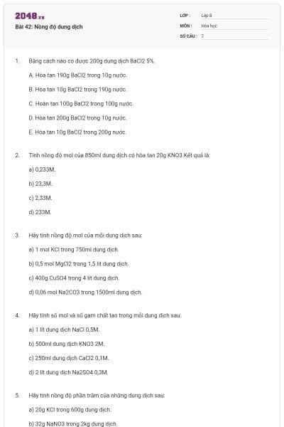 Bài 42: Nồng độ dung dịch