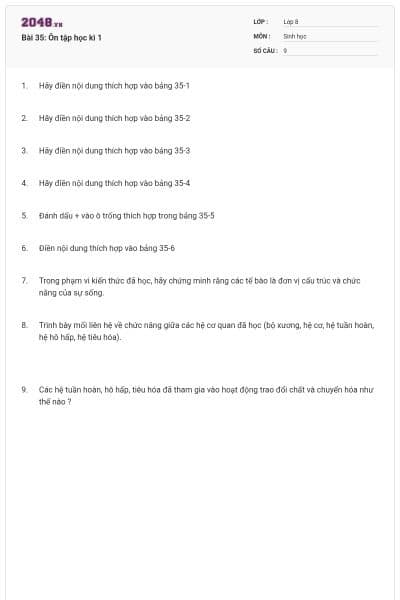 Bài 35: Ôn tập học kì 1