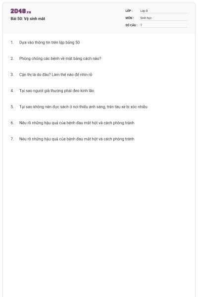 Bài 50: Vệ sinh mắt