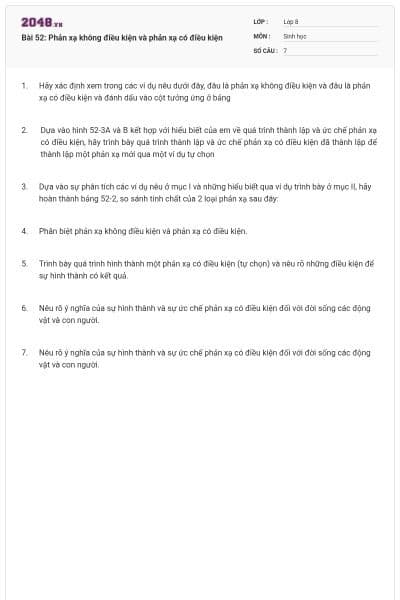 Bài 52: Phản xạ không điều kiện và phản xạ có điều kiện