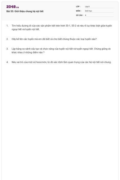 Bài 55: Giới thiệu chung hệ nội tiết