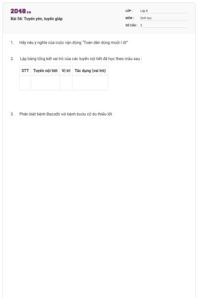 Bài 56: Tuyến yên, tuyến giáp