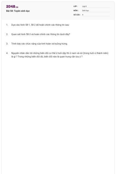 Bài 58: Tuyến sinh dục