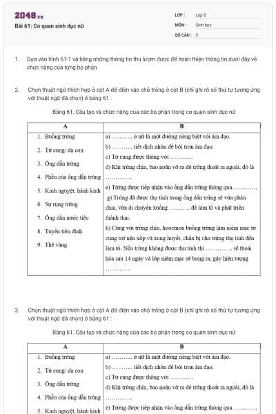 Bài 61: Cơ quan sinh dục nữ