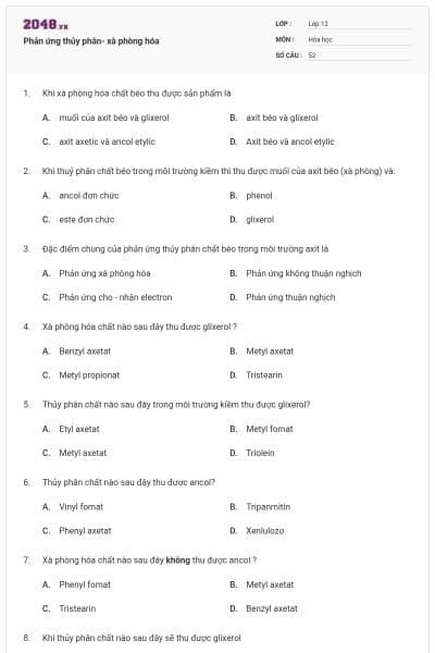 Phản ứng thủy phân- xà phòng hóa