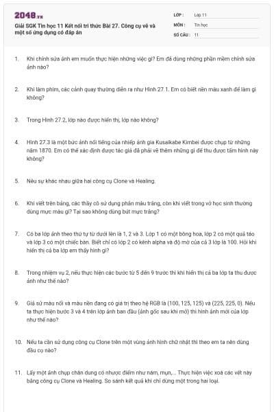 Giải SGK Tin học 11 Kết nối tri thức Bài 27. Công cụ vẽ và một số ứng dụng có đáp án