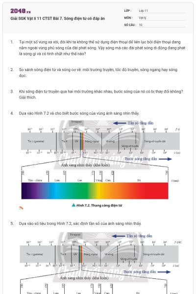 Giải SGK Vật lí 11 CTST Bài 7. Sóng điện từ có đáp án