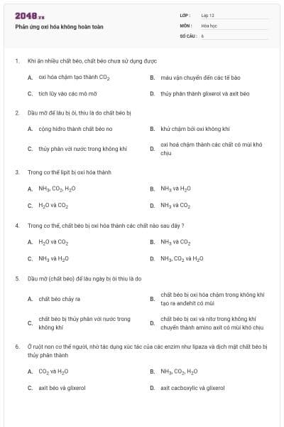 Phản ứng oxi hóa không hoàn toàn