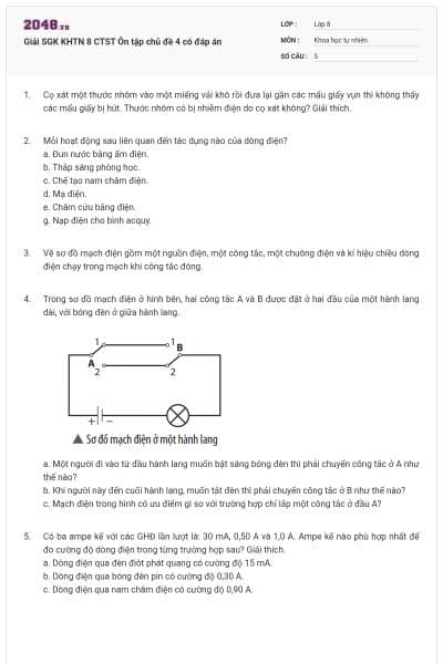 Giải SGK KHTN 8 CTST Ôn tập chủ đề 4 có đáp án
