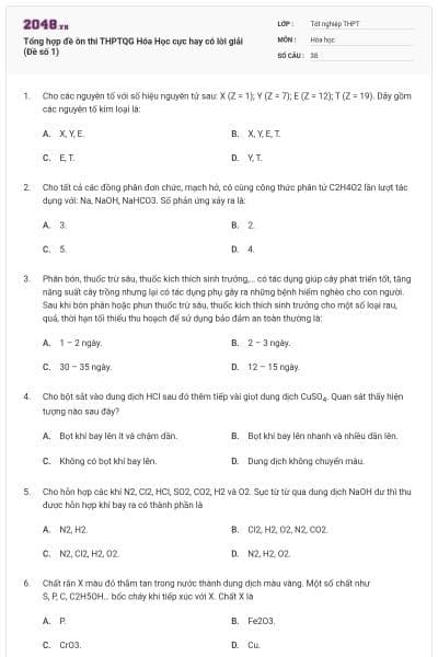 Tổng hợp đề ôn thi THPTQG Hóa Học cực hay có lời giải (Đề số 1)