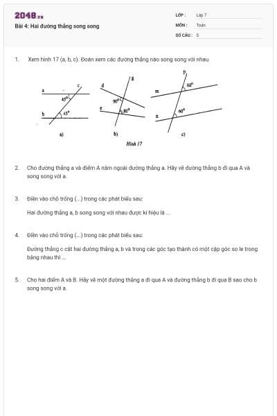 Bài 4: Hai đường thẳng song song