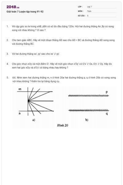 Giải toán 7 Luyện tập trang 91-92