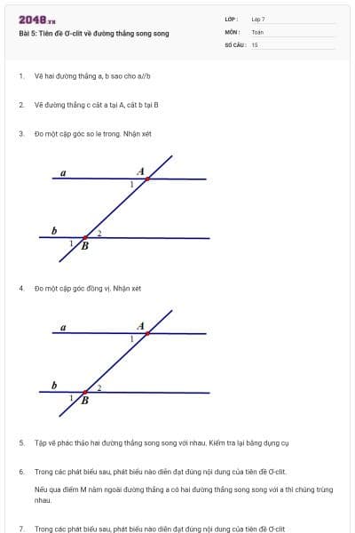 Bài 5: Tiên đề Ơ-clit về đường thẳng song song