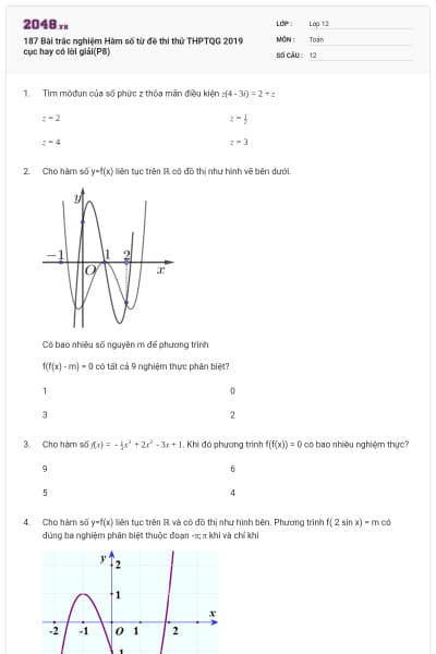 187 Bài trắc nghiệm Hàm số từ đề thi thử THPTQG 2019 cục hay có lời giải(P8)