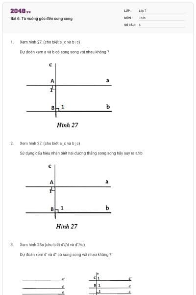 Bài 6: Từ vuông góc đến song song