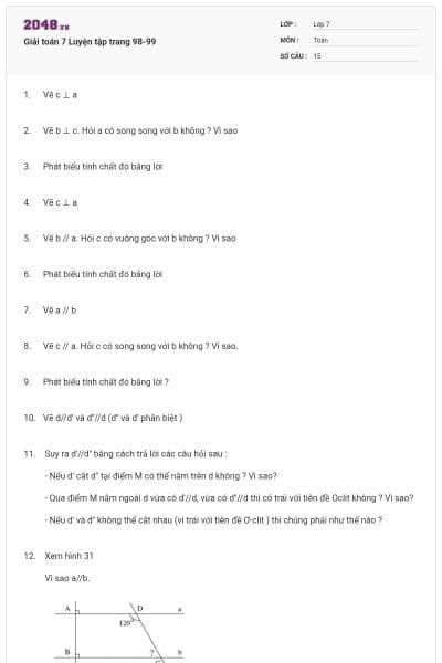 Giải toán 7 Luyện tập trang 98-99