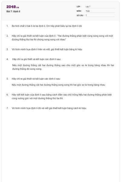 Bài 7: Định lí