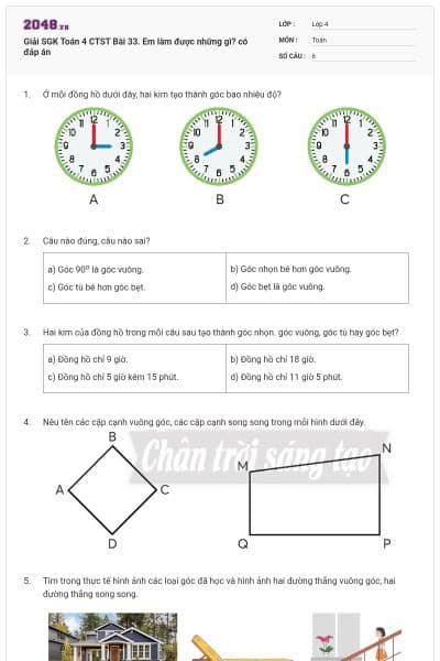 Giải SGK Toán 4 CTST Bài 33. Em làm được những gì? có đáp án