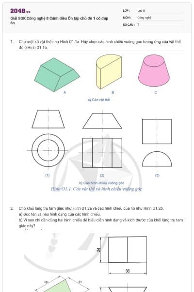 Giải SGK Công nghệ 8 Cánh diều Ôn tập chủ đề 1 có đáp án