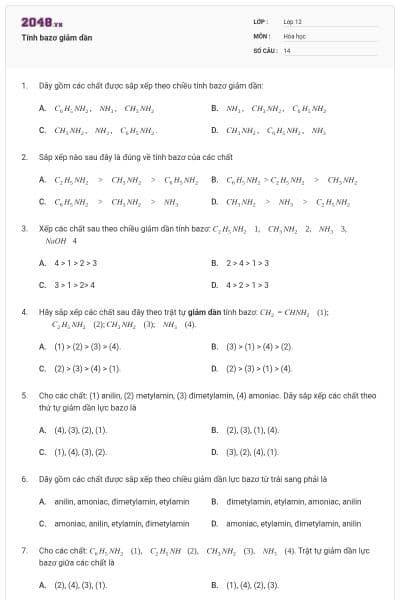 Tính bazơ giảm dần